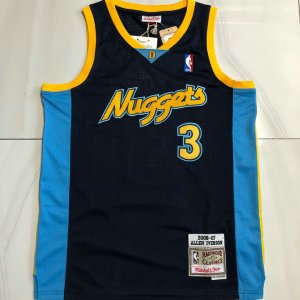 NBA 3 Iverson Nuggets 2006-07 authentique Maillot Marine